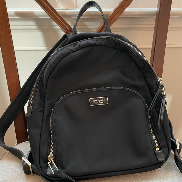 Classic Kate Spade Dawn Black Nylon bag backpack with Gold...